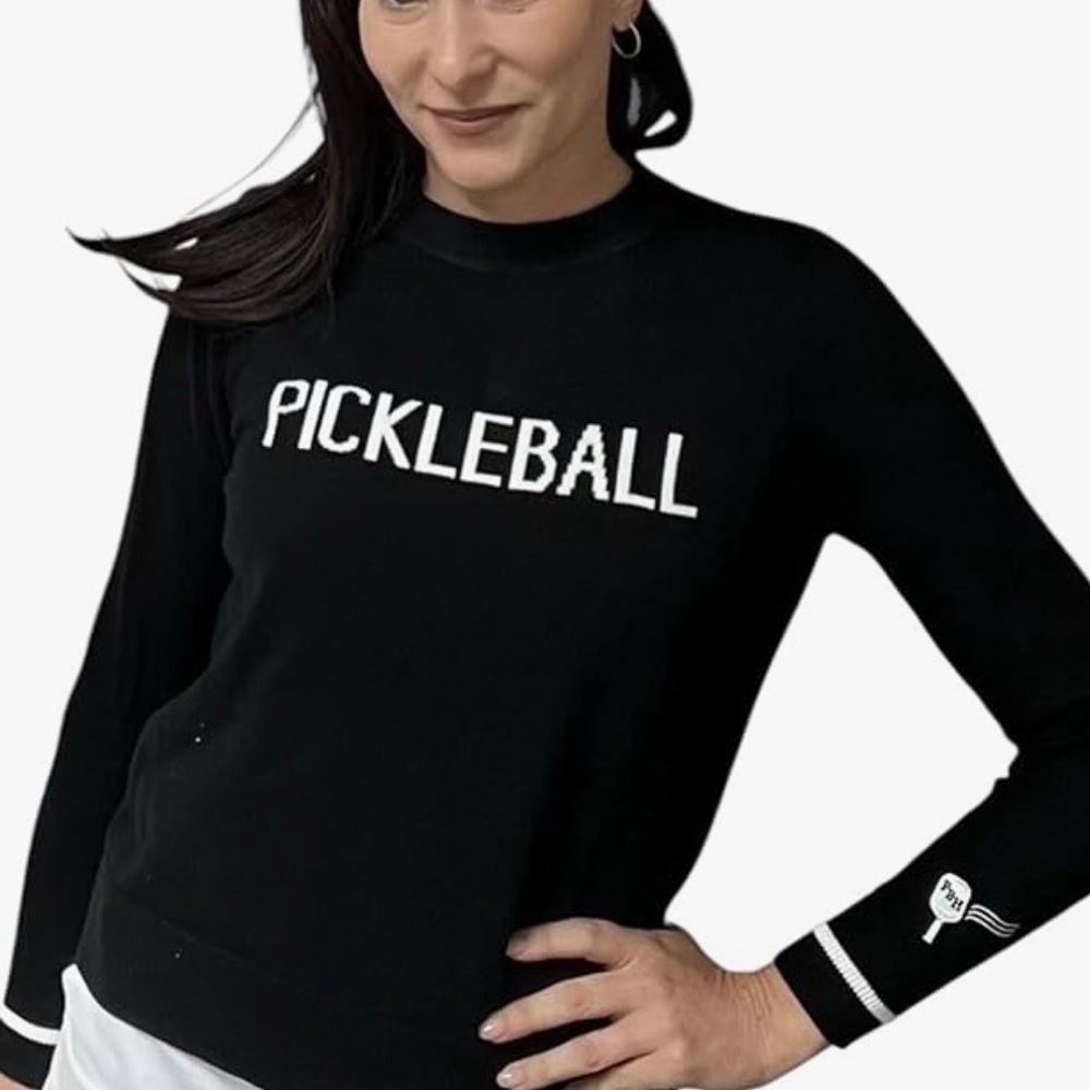 NWT Pickleball Sweater Black with White Lettering Size XS